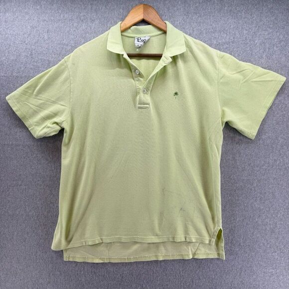 Men's‎ Lilly Pulitzer Vintage Polo Shirt Muted Lime Green Palm Size Medium Flaws - Picture 1 of 11